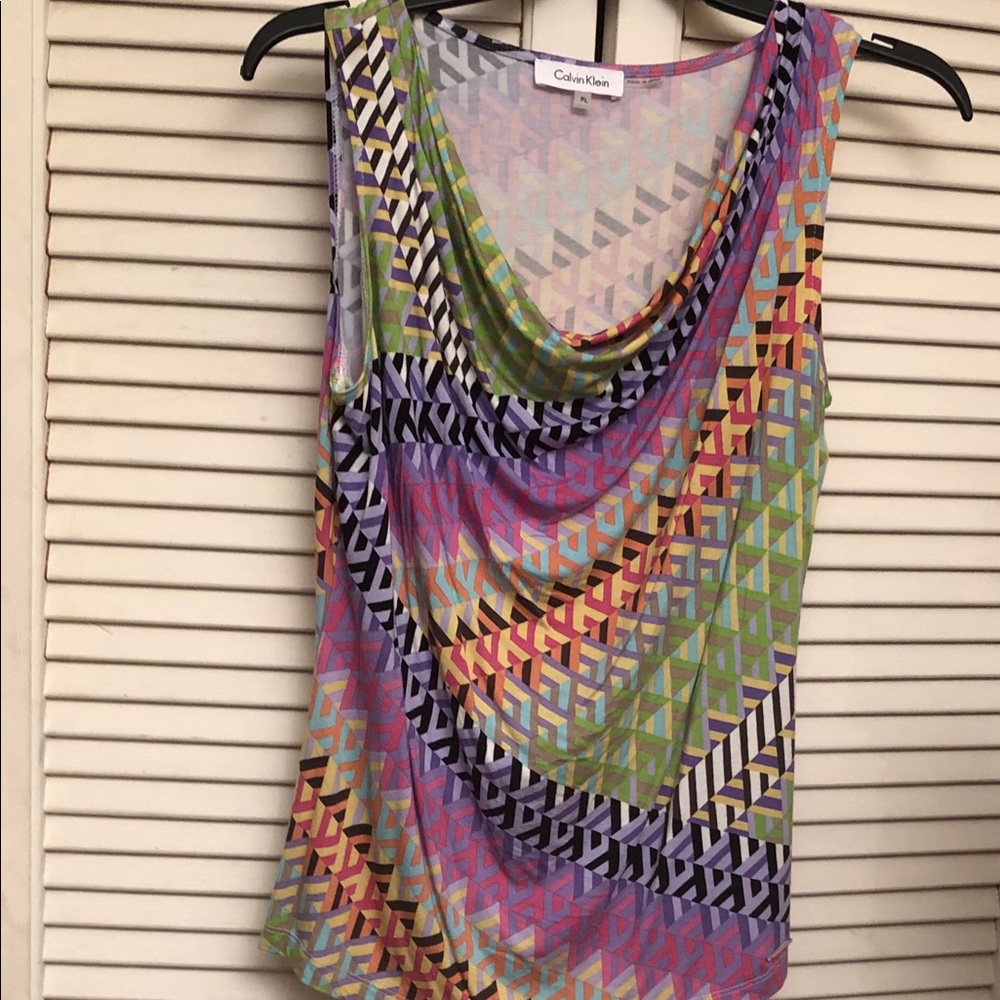 Calvin Klein Multicolor Geometric Design Tank Top Petite Large